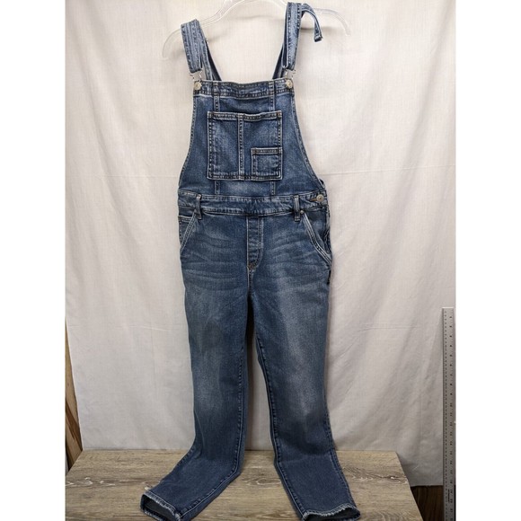 Vintage Silver Jeans Bib Overalls Womens Blue Denim Flare Bootcut Western XS L26 - Picture 1 of 7